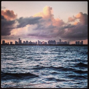 Downtown Miami from sea.