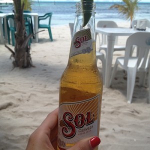 Sol cerveza on the beach at Playa Lancheros