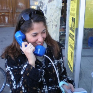 On a pay phone in Paris.