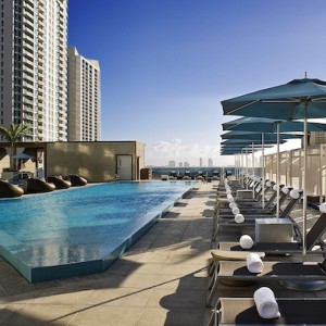 The pool deck at the Epic Hotel