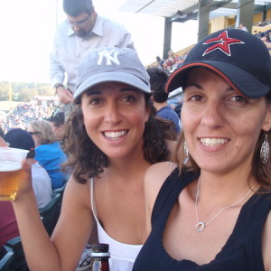 Rooting for our home teams at Spring Training in Florida with my friend Becky.