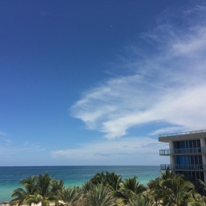 Beach views and blue skies from a guest room at the Carillon.