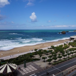 View of the Grand Plage, Hotel du Palais and lighthouse from my flat.